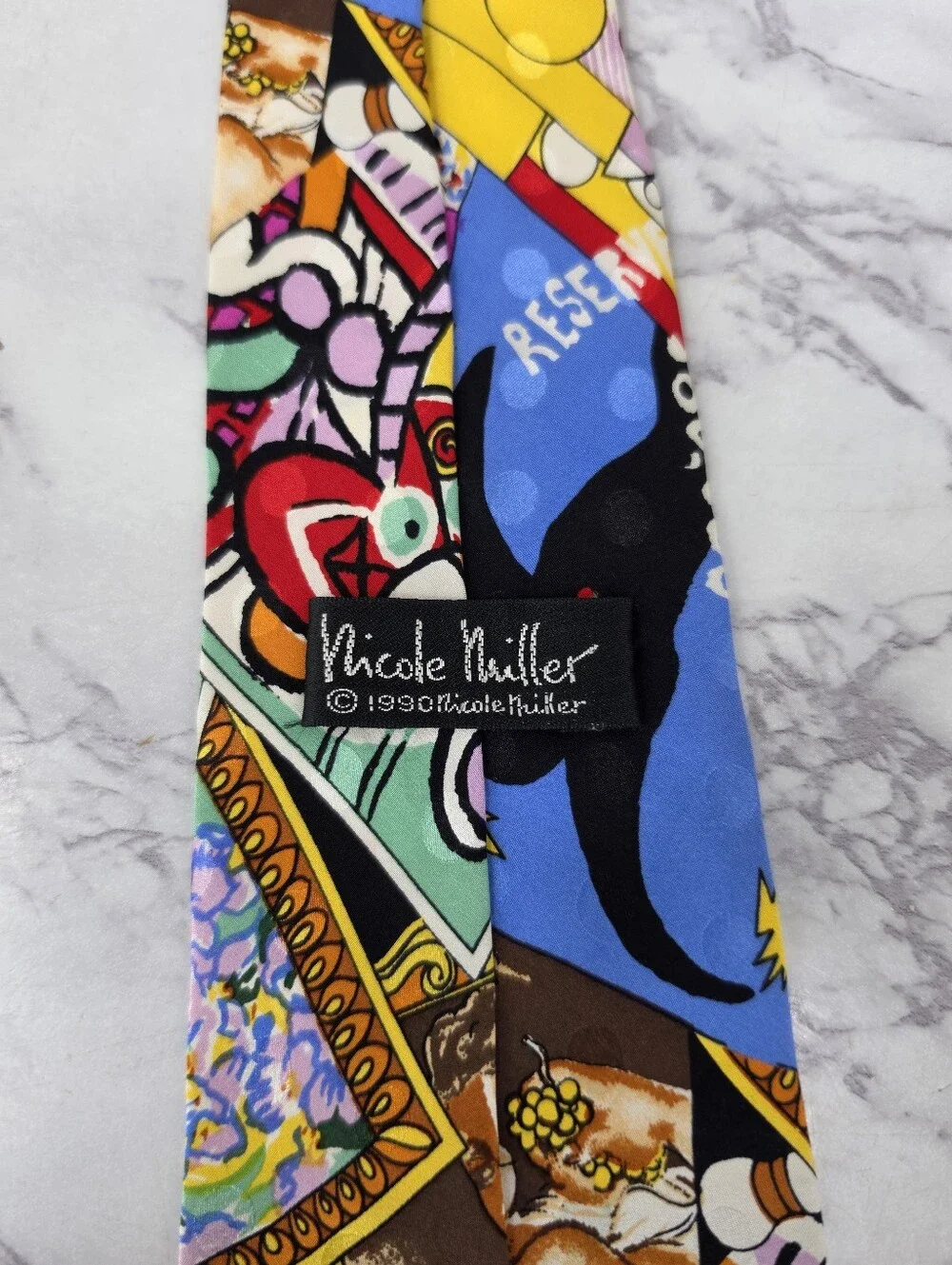 Nicole Miller Vintage 90s Colorful Pop-Art Silk Tie Men's Necktie